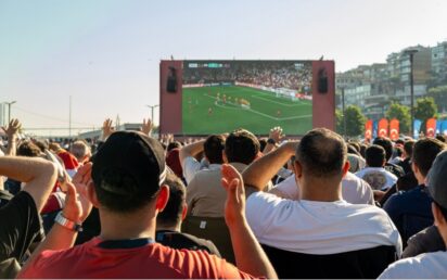Watching football on a big screen