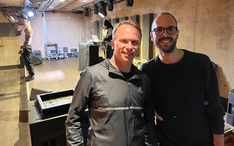 Max Busin, founder of Gotobeat, with Jonathan Symcox for Founder Friday