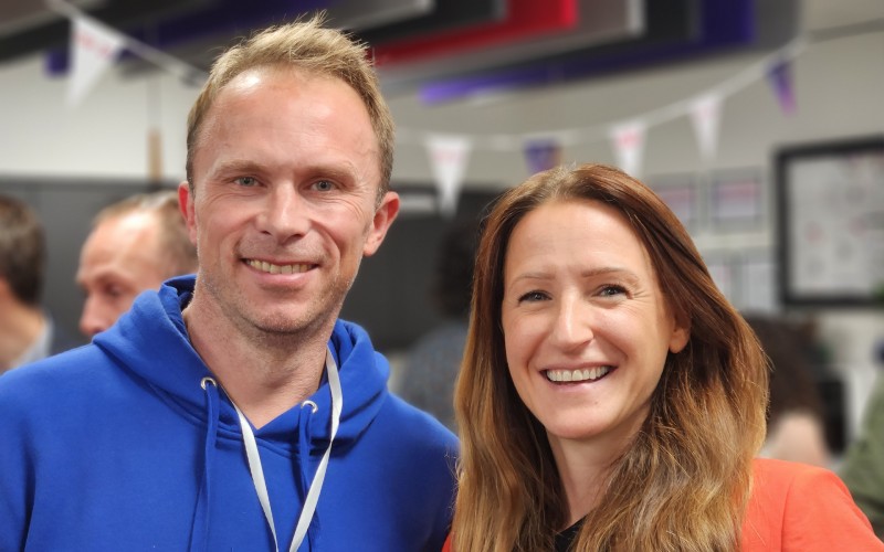 BusinessCloud editor Jonathan Symcox with Deb Hetheington, director of Leeds Digital Festival