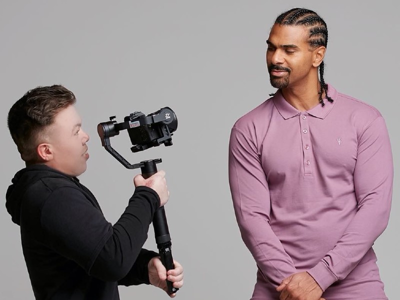 Jake Logan, founder, Banger Edits, with David Haye - credit Jake Logan, LinkedIn